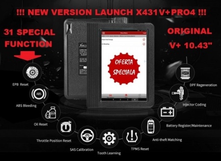 BESTDEAL! Original Launch X431 V+ PRO4 Wifi/Bluetooth Tableta Toughbook 10.1'' Tester Auto Profesional Meniu Romana, OBFCM Activ - Img 3