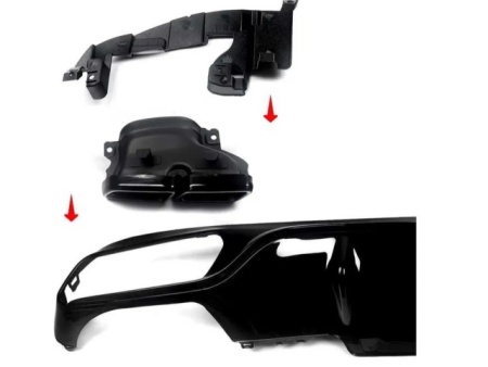 Difuzor Bara Spate AMG cu Ornamente Evacuare Mercedes E-Class W213 (2016-2020) Versiune Standard, Design negru, Inox, Best Quality - Img 4