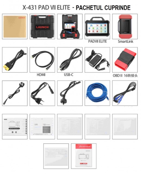 Launch original X-431 PAD VII PAD 7 ELITE 13.3 Inch Tester Auto Profesional pentru programari, codare online și calibrare ADAS Instrument complet de diagnosticare, codificare și programare in service, OBFCM activ - Img 4