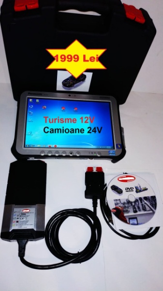 PROMOTIE Kit Tester Diagnoza Auto Multimarca Turisme&amp;Camioane in Limba Romana update 2021/2022 + TABLETA Panasonic Antisoc 10.1 Inch Touchscreen, Uz Profesional 12/24V - Img 2