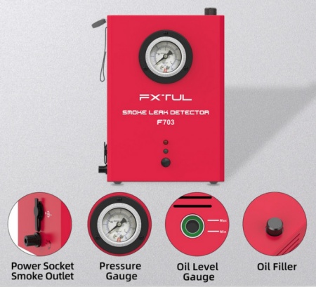 Tester auto Fum Generator FXTUL12V F603, F703, F803 Detectie scurgere fum turisme si camioane - Img 6