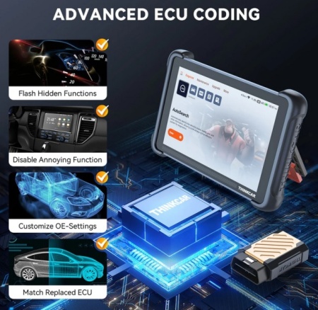 Tester auto profesional THINKCAR THINKSCAN 689BT 4/64GB, 1000 Masini acoperite, Instrument de diagnoza auto BIDIRECTIONAL in Romana cu Suport DOIP CAN FD UPDATE Gratuit pe viață, Programari ECU, 34 Functii Speciale active, Functii Ghidate active - Img 6