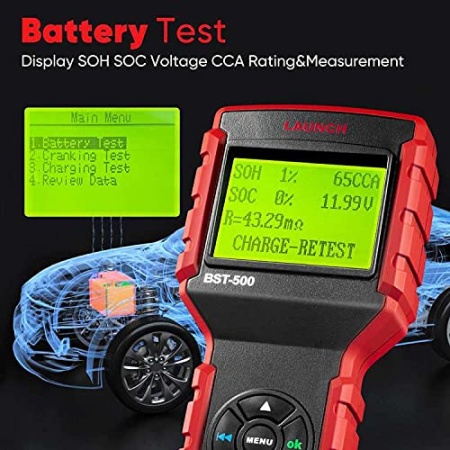 Tester de baterii auto launch x431 Bst 500 bluetooth alternator, electromotor auto 12V 24V 100-2000CCA - Img 4