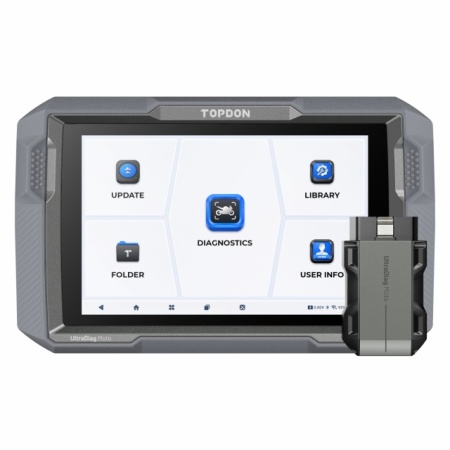 Topdon UltraDiag Moto – Scanner de Diagnoză Profesională pentru Motociclete, tableta antisoc 8 inch, suport bidirectional, functii de resetare, transmisie date wireless, kit conectori inclusi in pret - Img 4