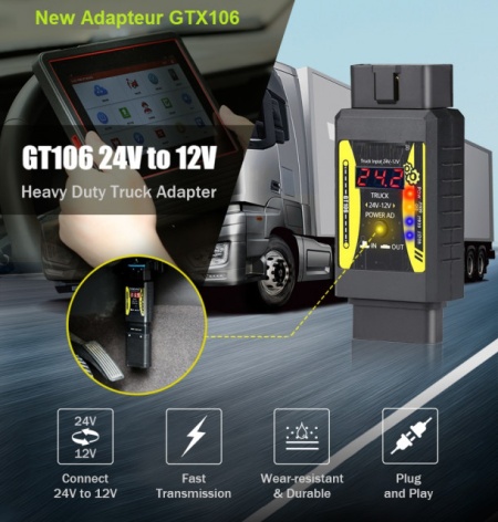 Adaptor / convertor 24V camioane HD la 12V, Launch x431 easydiag 2.0, 3.0, 4.0, Golo, Thinkdiag, Dbscar - Img 3
