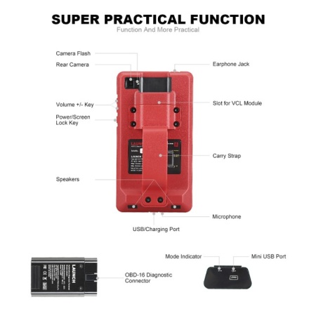 Original Launch X431 Pros Mini cu tableta thoughbook Online Update 24 luni, Wifi / Bluetooth X431, OBFCM activ - Img 7
