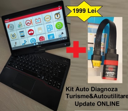 Kit diagnoza auto Launch V Plus Scan & Tableta/Laptop Touchscreen Bluetooth Fujitsu T939 Diagonala 37 CM I5 8365U 16/256 GB UltraBook Touch/Pliabil, Aluminiu, Senzor Soc, Cititor Amprenta, Full Activat Online