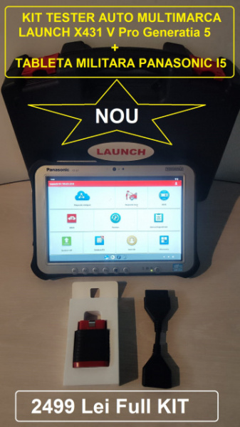 Promotie: NOUL Kit Tester Auto Launch V Pro Bluetooth + Tableta PANASONIC Militara FZG1, Internet 4G, 4/128GB SSD, Intel I5 Generatia 5.01, Antisoc, Rezistenta la Praf, Ploaie