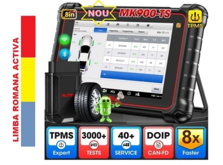 Tester auto profesional Autel MaxiCOM MK900-TS BT / MK900TS BT (detine functia programare TPMS) Instrument de diagnosticare service auto multimarca, Suporta DoIP/CAN FD și funcții de testare a bateriei