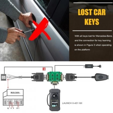 Adaptor Launch X431 MCU3 pentru X-PROG3 GIII pentru Mercede Benz, toate cheile pierdute și citirea ECU TCU - Img 8