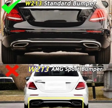 Difuzor Bara Spate AMG cu Ornamente Evacuare Mercedes E-Class W213 (2016-2020) Versiune Standard, Design negru, Inox, Best Quality - Img 8