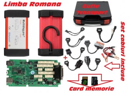 MultiDiag PRO+ Tester Auto Universal Bluetooth 12/24 V Turisme si Camioane (Set cabluri incluse)