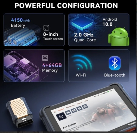 Tester auto profesional THINKCAR THINKSCAN 689BT 4/64GB, 1000 Masini acoperite, Instrument de diagnoza auto BIDIRECTIONAL in Romana cu Suport DOIP CAN FD UPDATE Gratuit pe viață, Programari ECU, 34 Functii Speciale active, Functii Ghidate active - Img 3