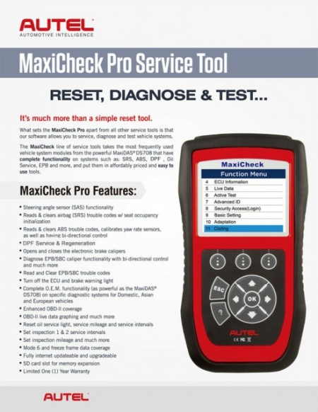Autel MaxiCheck Pro EPB/ABS/SRS/Climate Control/SAS - Img 8