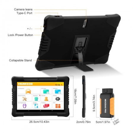 Kit Tester Auto Profesional Camioane &amp; Turisme &amp; Utilaje, Diagnoza All in One, Humzor NexzDAS ND606, Ecran de 9,6 inchi, Android 7.0, acceptă Resetare ulei, TPMS, ABS, SAS, TPS, DPF, EPB, Test baterie, Reglare injector - Img 3