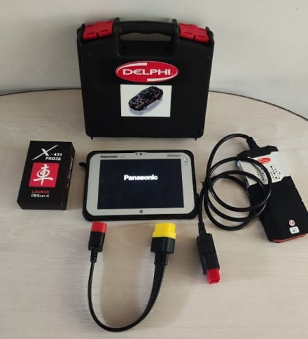 NOU !!! Tester Auto Turisme+ Camioane Launch/Delphi Bluetooth DUAL-BOOT (Optiune) + Tableta PANASONIC Touchscreen FZM1, 4/128GB SSD, Intel I5 Generatia 5.01, Antisoc, Rezistenta la Praf, Ploaie - Img 5
