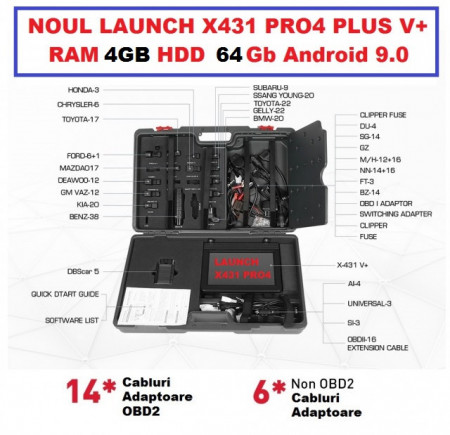 Noul Launch X431 V+ PRO4 PLUS V.2025 Wifi/Bluetooth Tableta Toughbook 10.1'' Tester Auto Profesional utlizare in Service Auto