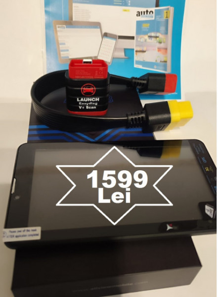 PROMOTIE Kit Interfata Auto LAUNCH V+ Tableta 7 inch Inclusa, Limba Romana, Full activa Diagnoza, Programari, Functii Speciale, OBFCM, CANFD, IMMO, HaynesPro, 12 luni Update Online