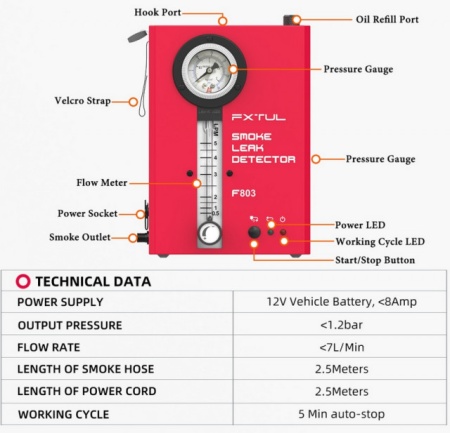 Tester auto Fum Generator FXTUL12V F603, F703, F803 Detectie scurgere fum turisme si camioane - Img 4
