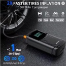 Robot pornire turisme camioane 5000A 150PSI compresor aer, afișaj LCD, Pompă de aer pentru pornire auto, 5000A, baterie externă cu accesorii pentru anvelope 150PSl, 12V, încărcare rapidă USB, LED/Lanterna/Avarie 