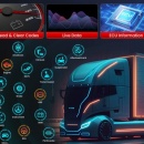 Tester Auto Camioane 24V, LAUNCH Creader Profesional 129 HD, Tableta Inclusa, Diagnoza Multimarca, 7 Functii Speciale, Camioane, Autobuze, Utilaje Constructii / Agricultura, Update 2 ani