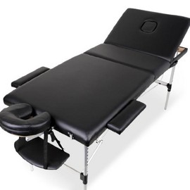 Pat masaj portabil 3 sectiuni aluminiu TITAN NEGRU
