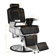 Scaun barber profesional ABRAHAM negru hidraulic cu spătar reglabil