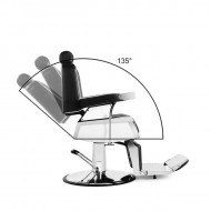 Scaun barber profesional ABRAHAM negru hidraulic cu spătar reglabil