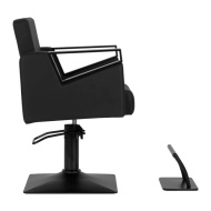scaun coafor hidraulic Emerald negru cu bază metalică și suport pentru picioare