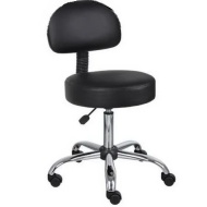 Scaun cosmetic profesional pentru tehnicieni cu spătar – Reglabil Hidraulic, Bază Cromată, Rotire 360° - Img 2