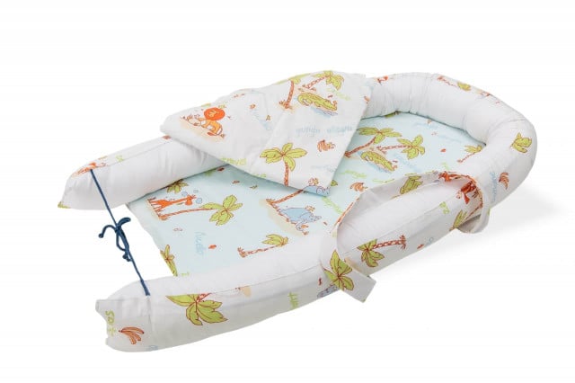 Baby Nest Somnart: Cosulet bebelusi + Salteluta 42x84x2 cm + Paturica 70×70 cm model Jungle - 1 | YEO