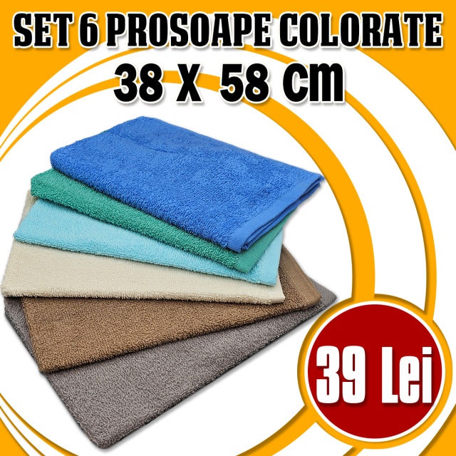 Set 6 Prosop 38x58 cm Mix Culori 400 gr/mp