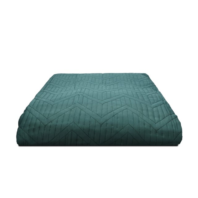 set Cuvertura Pat cu 2 Fete de Perna 55x75cm Uni, Model Geometric, Verde, 200x230cm - 1 | YEO