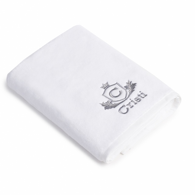 Set 2 Prosoape baie Brodate Alb cu broderie Albastru, Royal Home, bumbac 100% - 1 | YEO