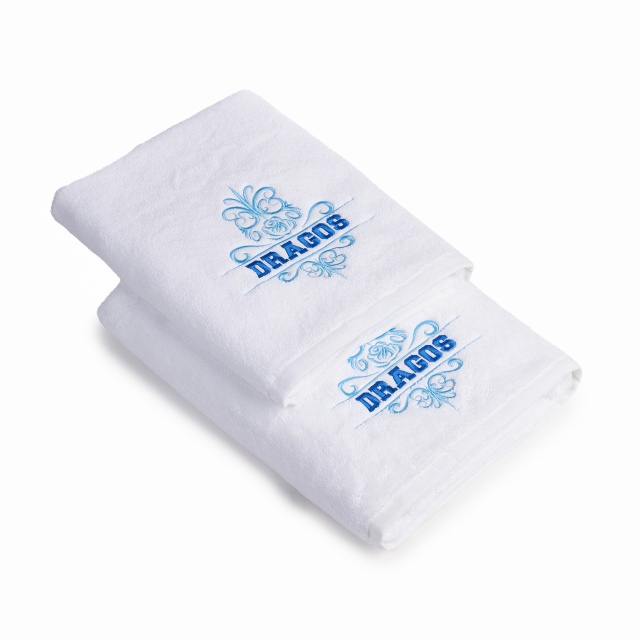 Set 2 Prosoape baie Brodate Alb cu broderie color, Nume, bumbac 100% - 3 | YEO