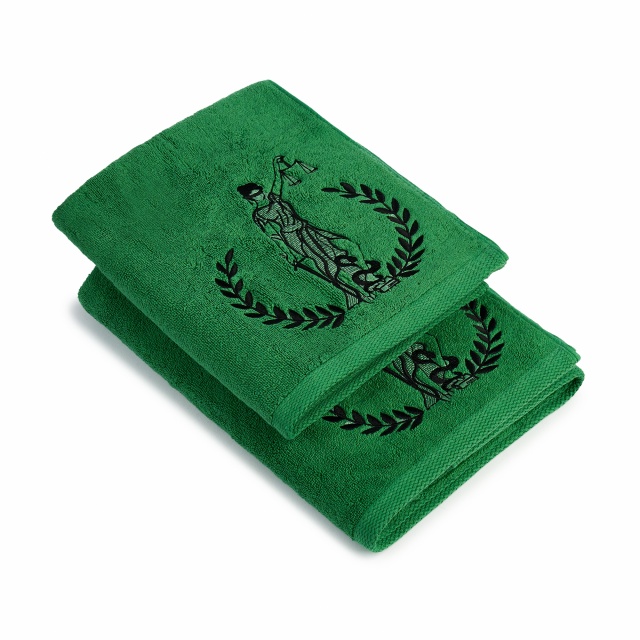 Set 2 Prosoape baie Brodate Alb cu broderie color, Model Justitie + Nume, bumbac 100%
