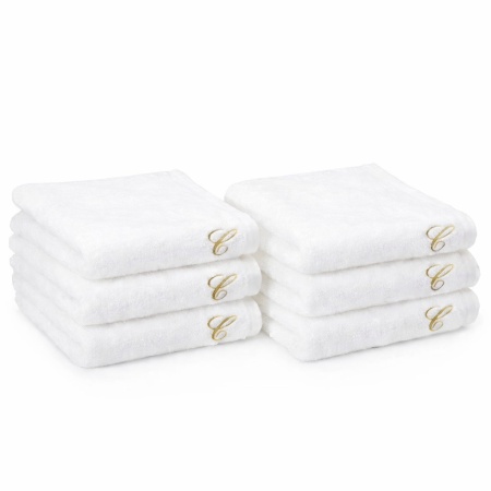 Set 12 prosoape cu inițială brodată GRATUITĂ - 680 g/m² GROASE– Alb Optic- (6buc×50×90 cm + 6buc×70×140 cm) - Img 2
