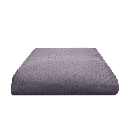 set Cuvertura Pat cu 2 Fete de Perna 55x75cm Uni, Model Geometric, Mov , 200x230cm - Img 2