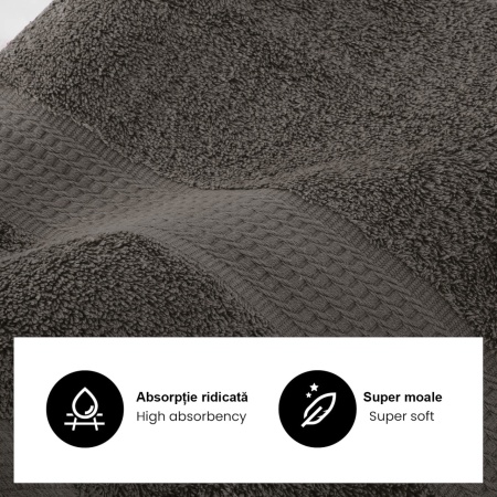 Set 4 Prosoape Fata 50x100cm 100% bumbac 500 g/mp, premium, Gri - Img 2