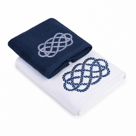 Set 2 Prosoape baie Brodate Color cu broderie alb, Model Funie, bumbac 100% - Img 5