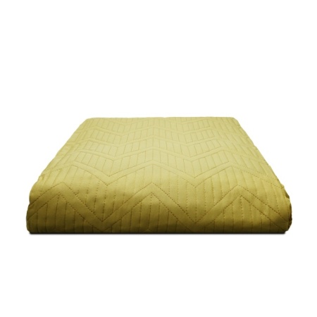 set Cuvertura Pat cu 2 Fete de Perna 55x75cm Uni, Model Geometric, Galben, 200x230cm - Img 2