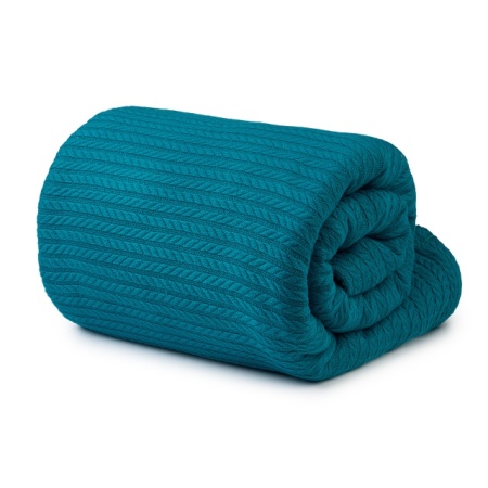 Cuvertură Pled tip Spic Turcoaz– 240 × 240 cm, 100% bumbac, 300 g/mp - Img 3