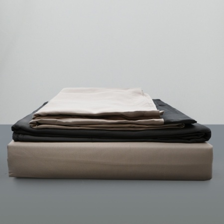 Lenjerie din matase sintetica ,pat dublu,6 piese, Bej+Gri - M04 - Img 2