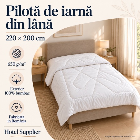 Pilotă de iarnă din lână 220x200 cm, 650 g/m², Hotel Supplier — amazon