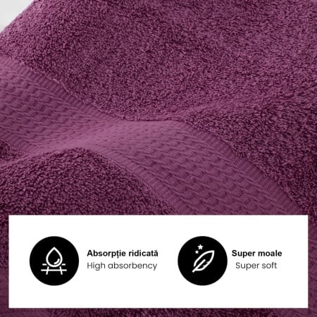 Set 4 Prosoape Corp 70x140cm 100% bumbac 500 g/mp, premium, Mov - Img 3