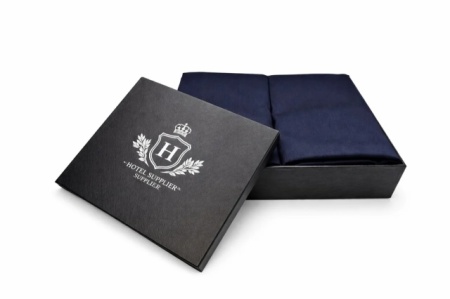 Lenjerie de Pat Satin – Hotel Supplier – 100% Bumbac Premium Satinat – 300 TC Navy Blue - Img 2