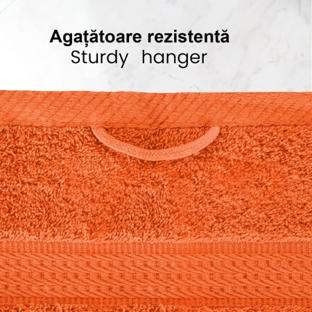 Set 4 Prosoape Corp 70x140cm 100% bumbac 500 g/mp, premium, Portocaliu - Img 4