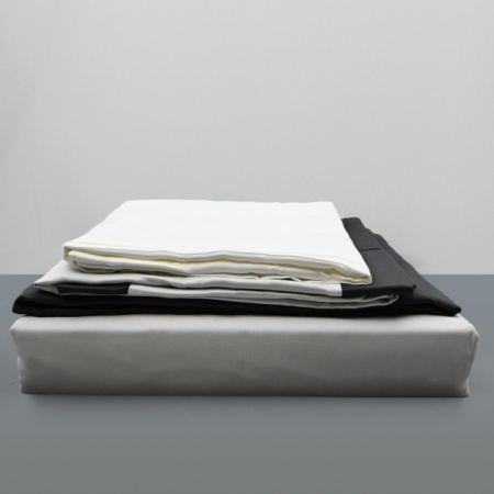 Lenjerie din matase sintetica ,pat dublu,6 piese, Alb+Gri - M02 - Img 2