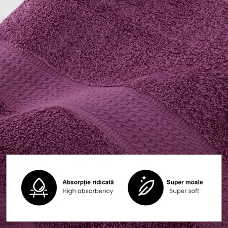 Prosop 100% bumbac 500 g/mp, premium, 70x140cm -Mov - Img 2