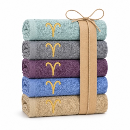 Set 5 prosoape de mâini și bucătărie cu broderie Berbec 30 × 50 cm, 400 g/m² - Img 4
